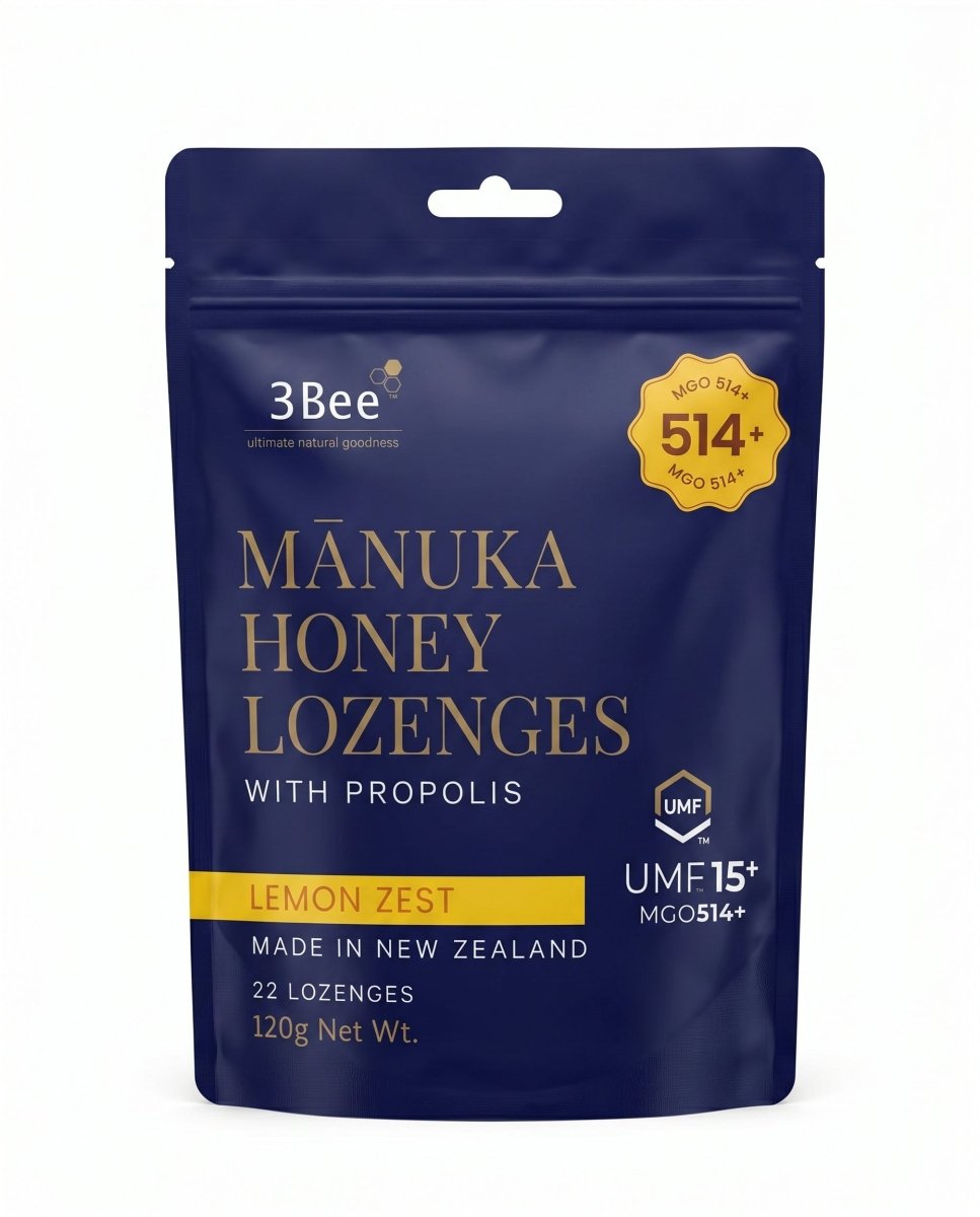 3BEE MHoney UMF15+ Lozenges – Lemon, 120g – Manuka Honey UMF15+, Soothing Relief, Immunity Support