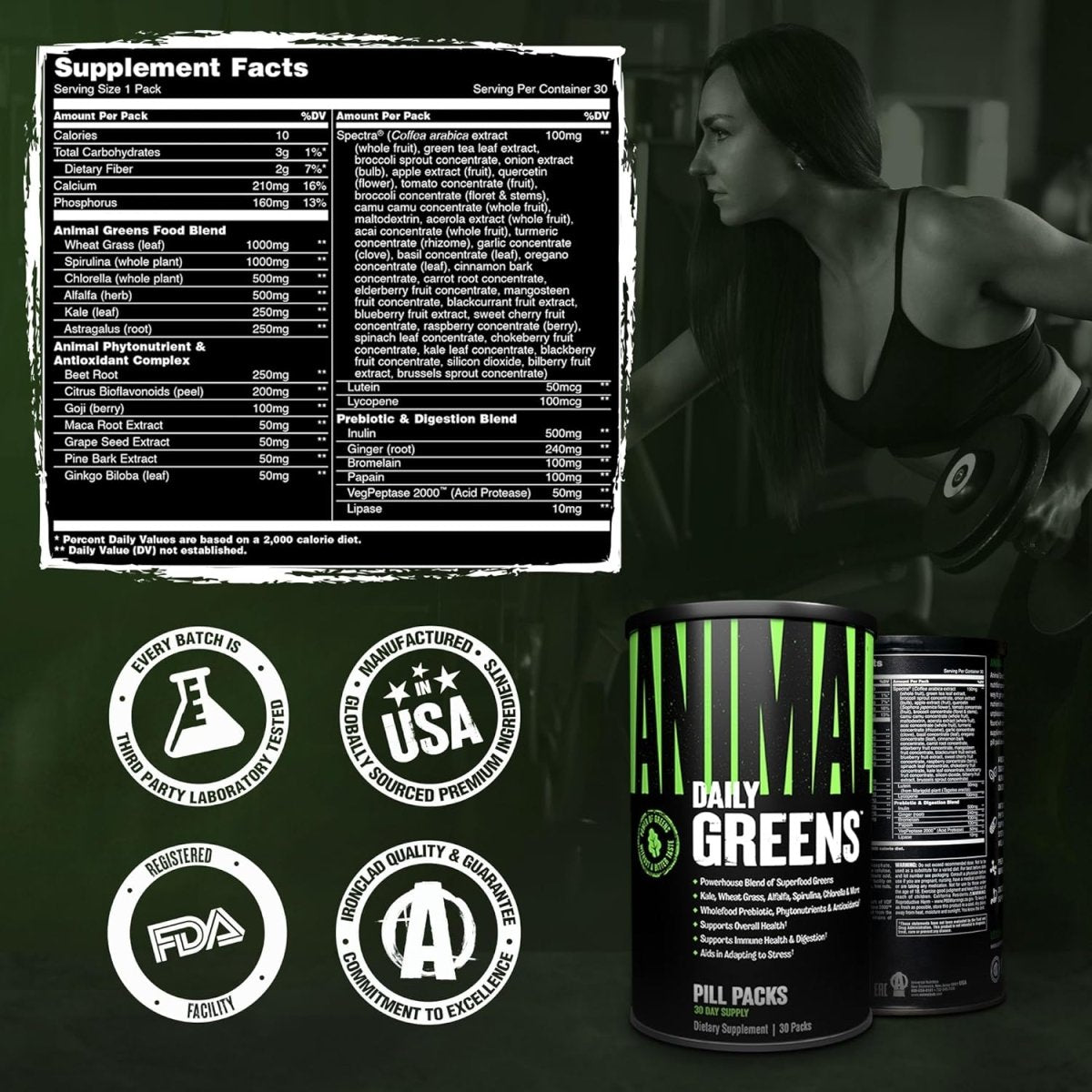 Universal Nutrition Animal Daily Greens – Superfood & Antioxidant Blend – Immunity, Digestion & Wellness – 30 Packs - END General Trading