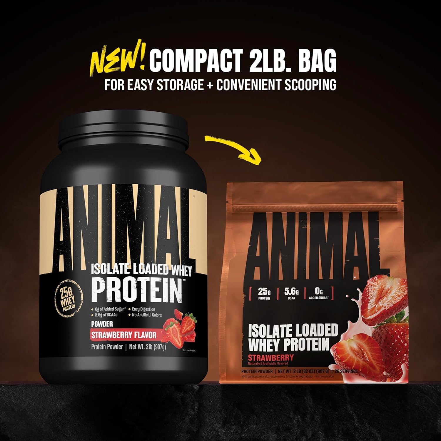 Universal Nutrition Animal Isolate Loaded Whey Protein – Fast Recovery & Lean Muscle – Strawberry Flavor – 2 lb