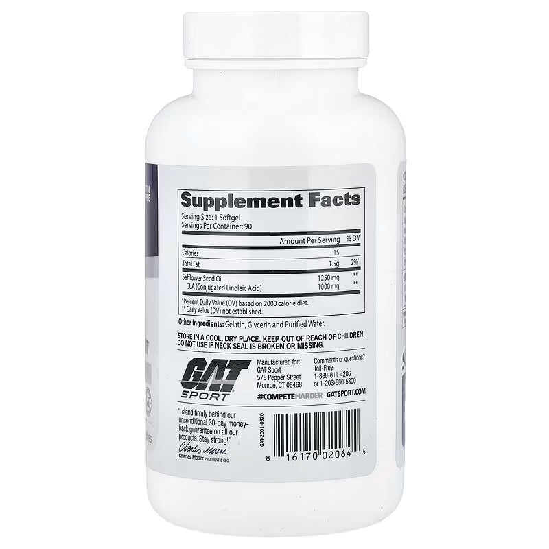GAT Sport CLA 1250 Softgels Fat Loss Body Composition Support 90 Softgels
