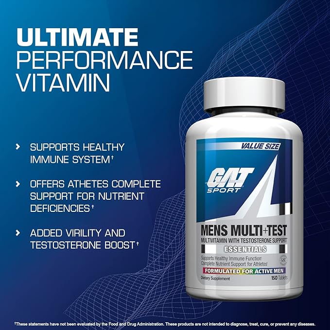 GAT Sport Men’s Multi + Test Multivitamin Tablets Testosterone Support Men’s Vitality 150 Count - END Nutrition