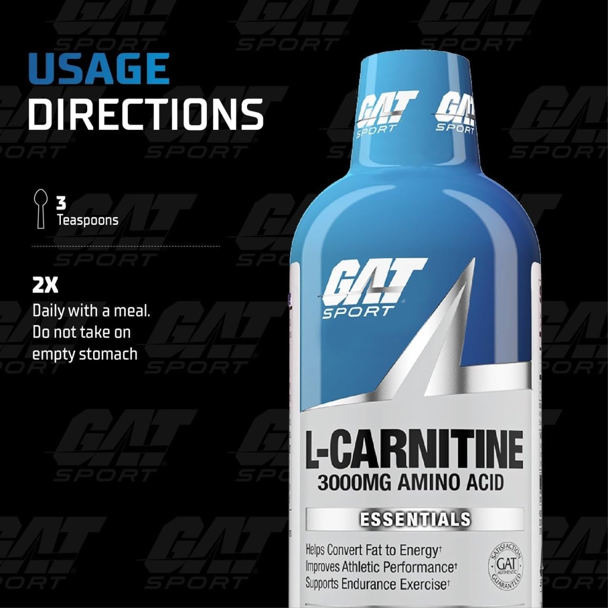 GAT Liquid L - Carnitine 3000 Mixed Berry Fat Burner Liquid 16 oz Energy & Endurance Support - END Nutrition
