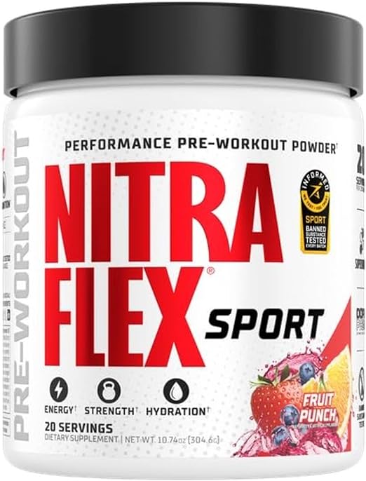GAT Nitraflex Sport Pre Workout Powder Fruit Punch 20 Servings Energy Strength Focus Hydration - END Nutrition