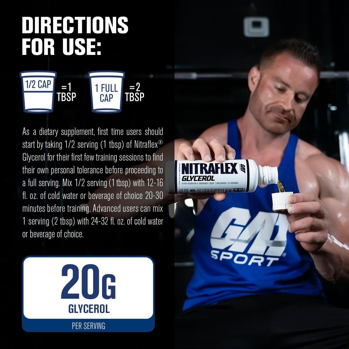 GAT Sport Nitraflex Glycerol Liquid Pre Workout No Stim Hydration Pump Endurance 16 oz Unflavored - END Nutrition