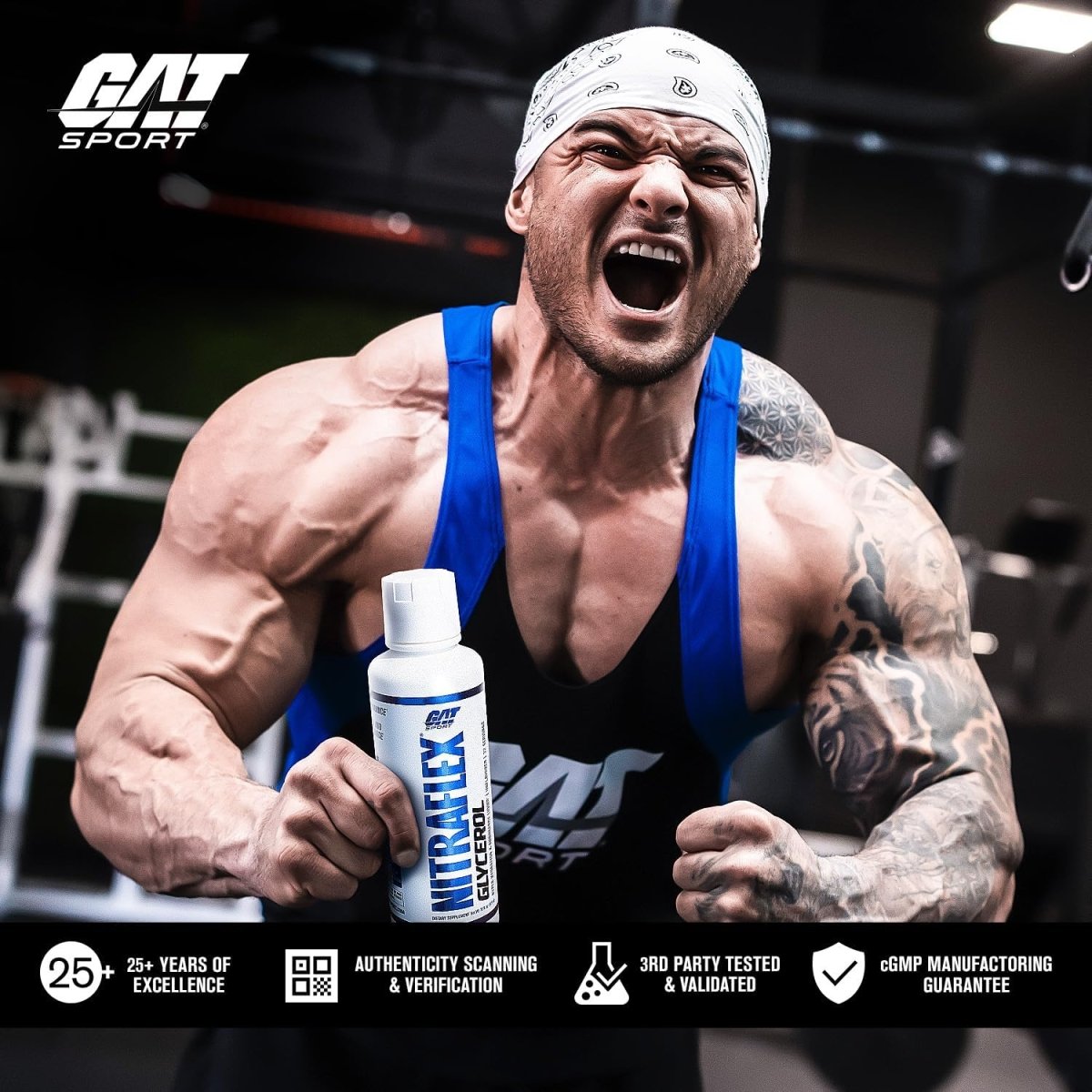 GAT Sport Nitraflex Glycerol Liquid Pre Workout No Stim Hydration Pump Endurance 16 oz Unflavored - END Nutrition