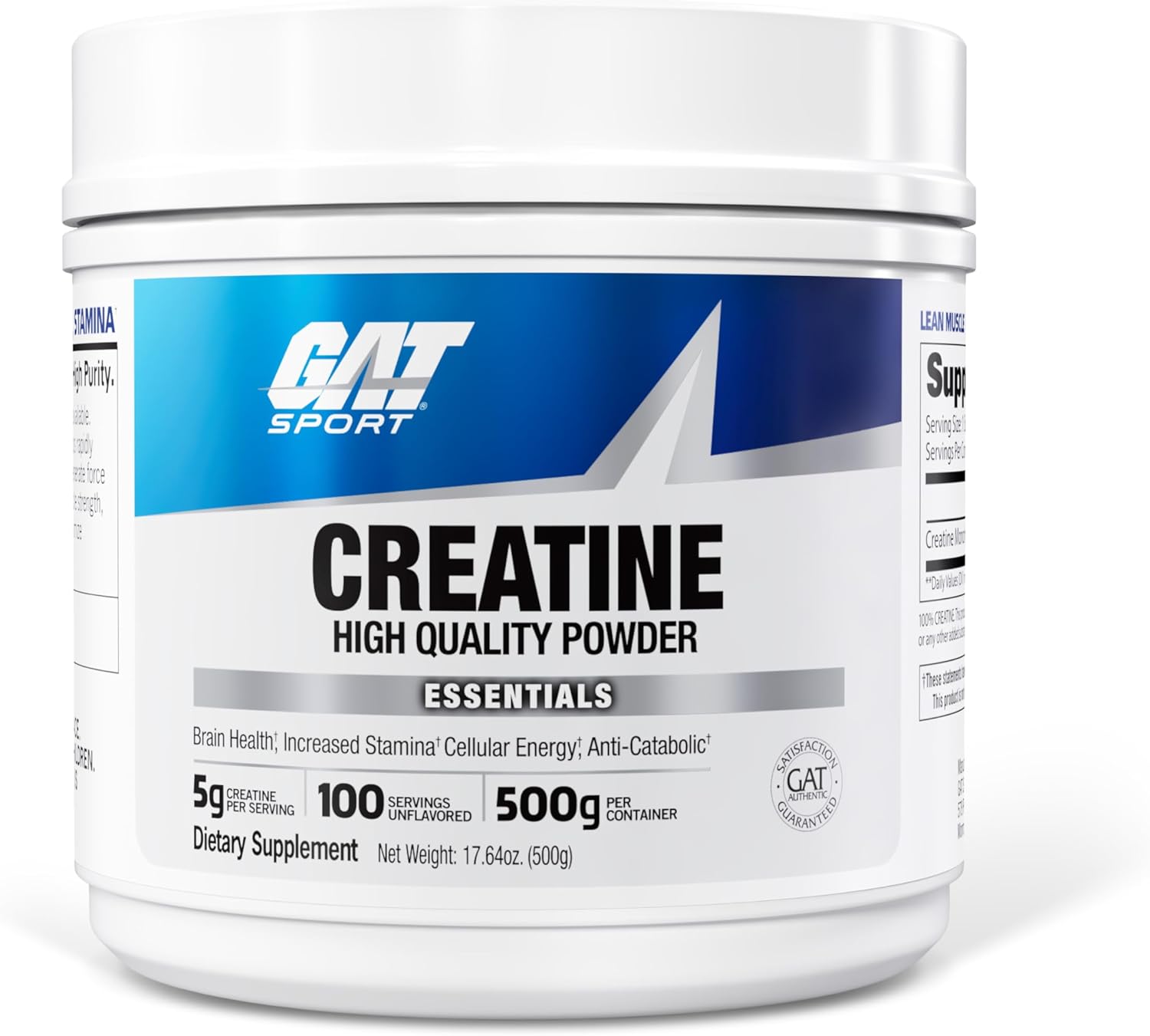 GAT Sport Creatine Monohydrate 500g Powder Strength Endurance Muscle Growth 100 Servings Unflavored - END Nutrition