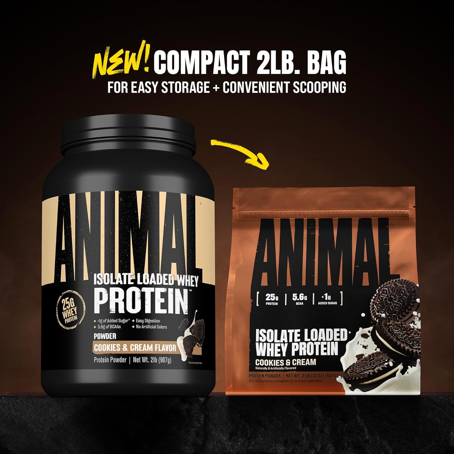 Universal Nutrition Animal Isolate Loaded Whey Protein – Fast Recovery & Lean Muscle – Cookies & Cream Flavor – 2 lb