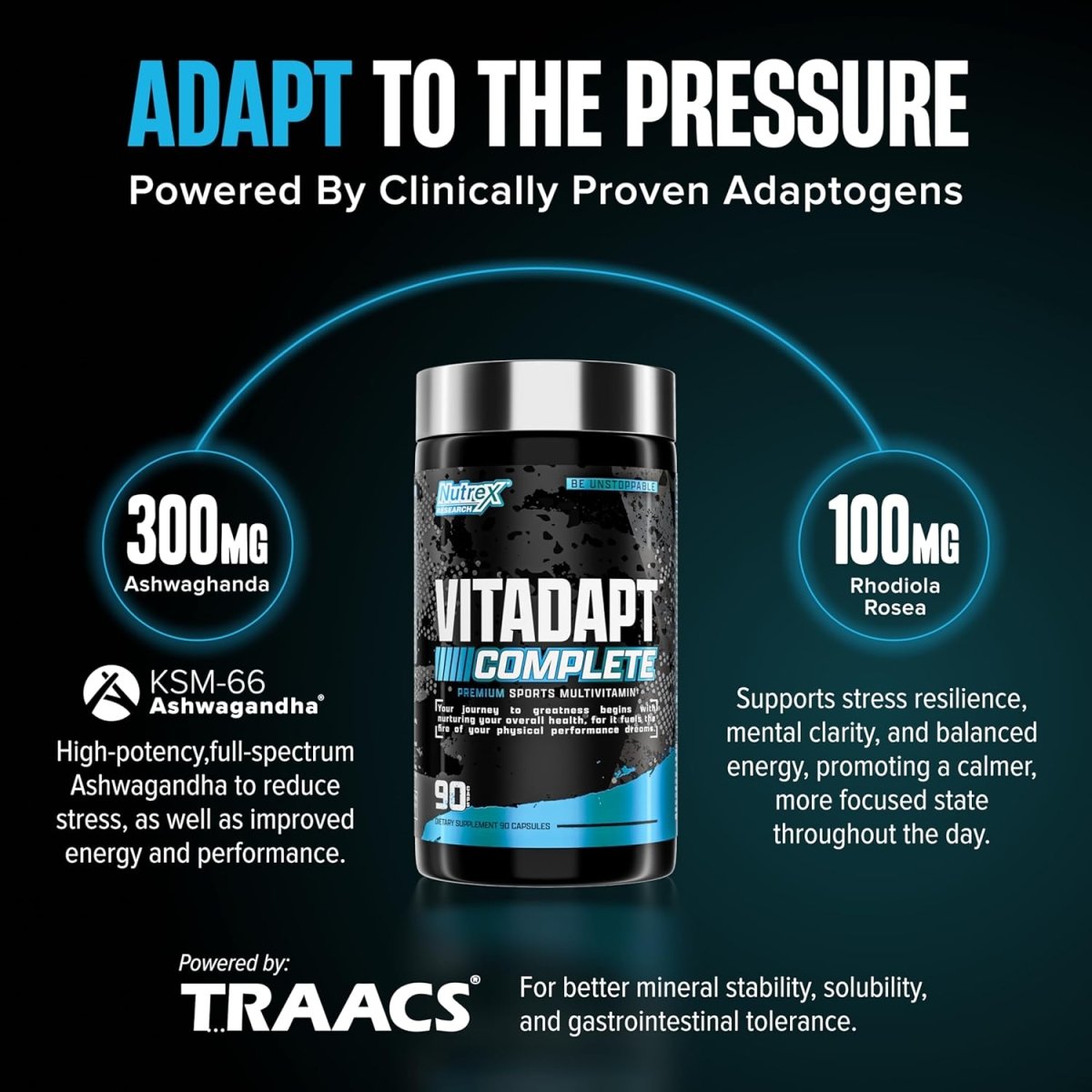 Nutrex Vitadapt – 90 Capsules – Advanced Multivitamin Adaptogen Complex – Energy, Stress Support & Recovery - END General Trading