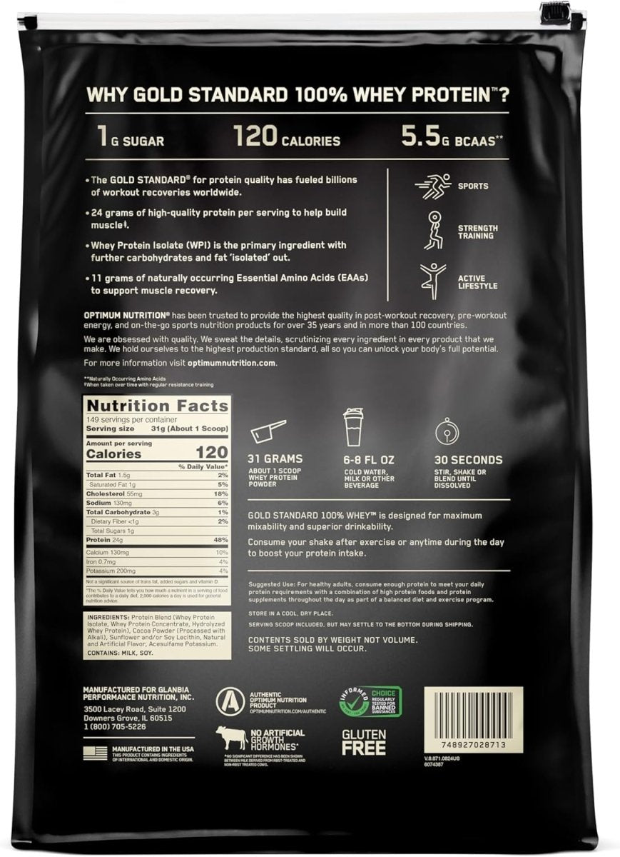 Optimum Nutrition Gold Standard Whey Protein Double Rich Chocolate | Lean Muscle & Recovery - Endnutrition.com