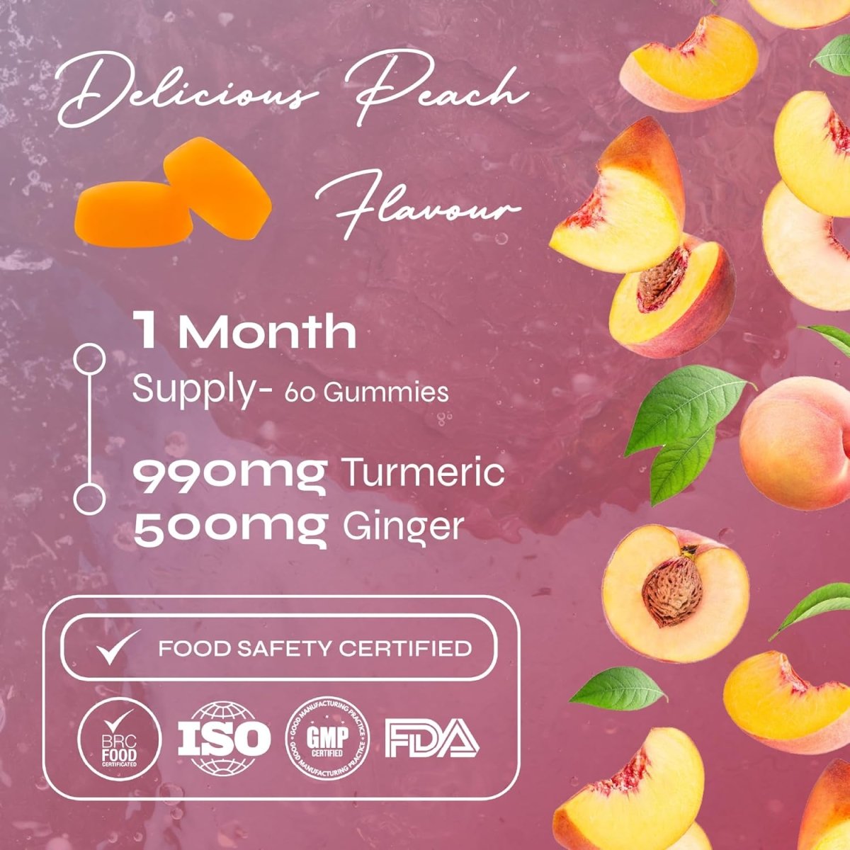 Known Turmeric & Ginger Gummies – 990 mg Turmeric, 500 mg Ginger, Natural Peach Flavour, Vegan Anti‑Inflammatory & Digestive Support – 60 Gummies, 1 Month Supply - END Nutrition