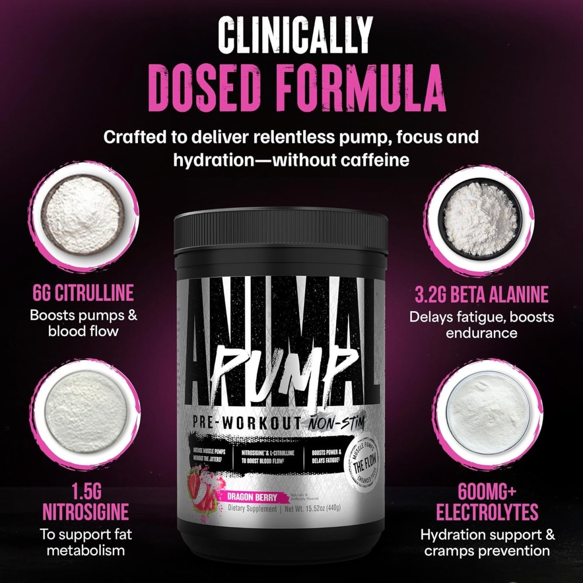 Universal Nutrition Animal Pump – Pre‑Workout Dragon Berry Powder – 440 g - END General Trading