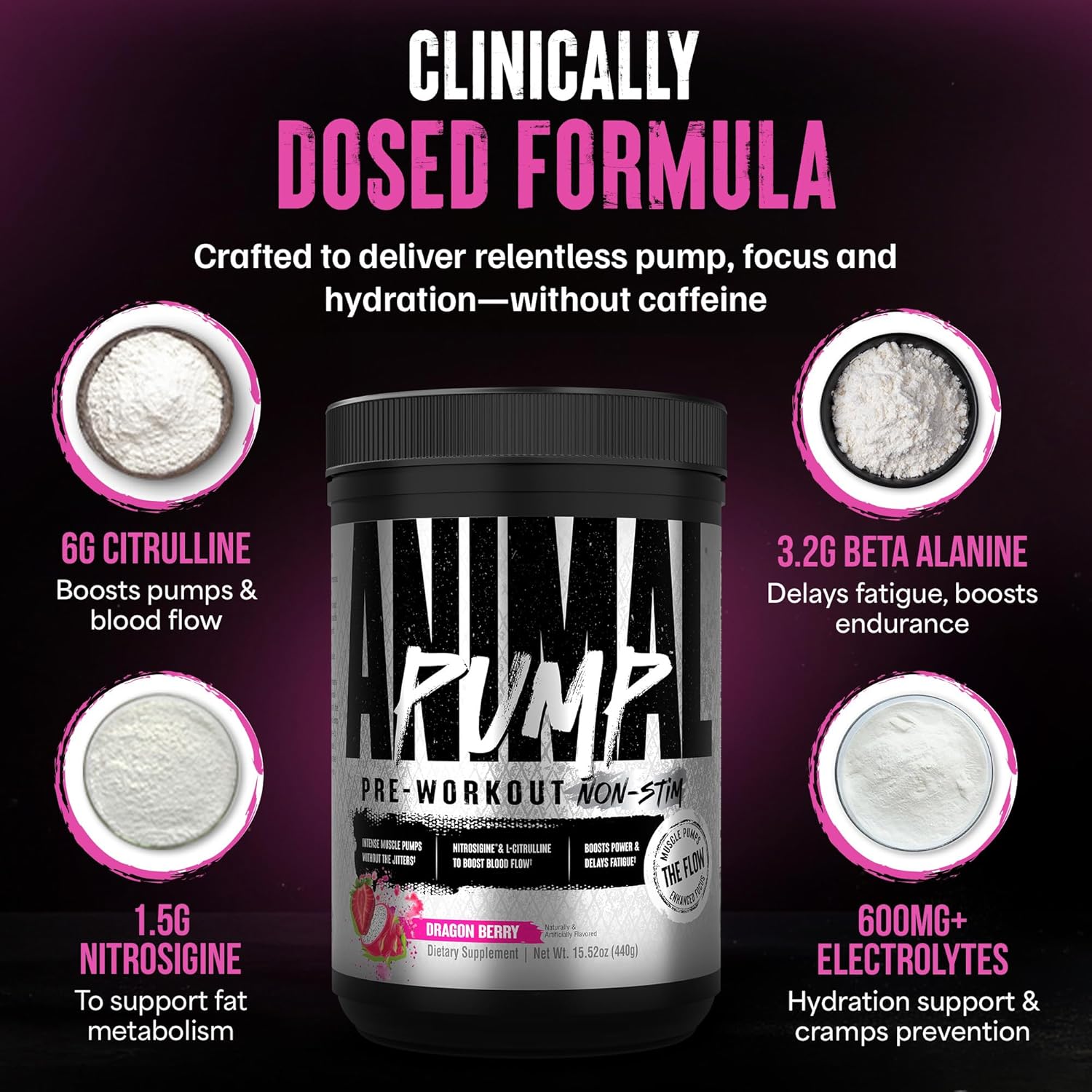 Universal Nutrition Animal Pump – Pre‑Workout Dragon Berry Powder – 440 g