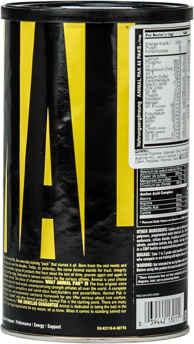 Universal Nutrition Animal Pak – Multivitamin & Performance Complex – Strength, Recovery & Immunity – 44 Packs - END General Trading