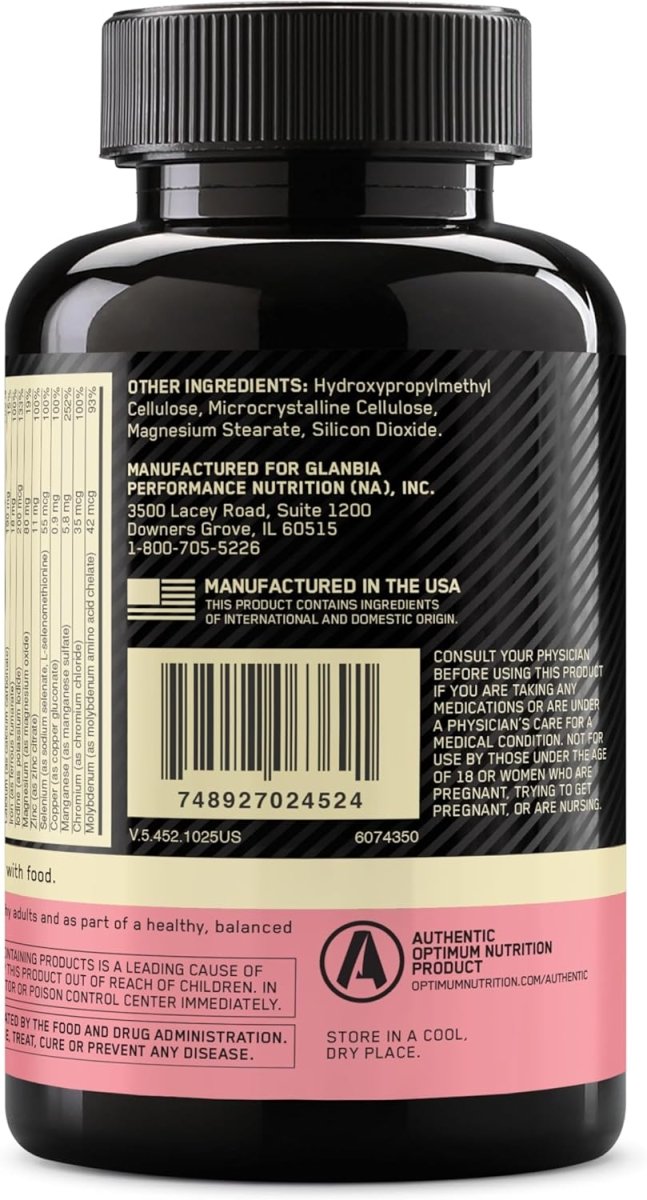 Optimum Nutrition Opti‑Women Multivitamin – 120 Capsules Unflavored – Women’s Daily Formula with Vitamin C, Zinc, Vitamin D & Iron for Energy, Immunity & Wellness - Endnutrition.com