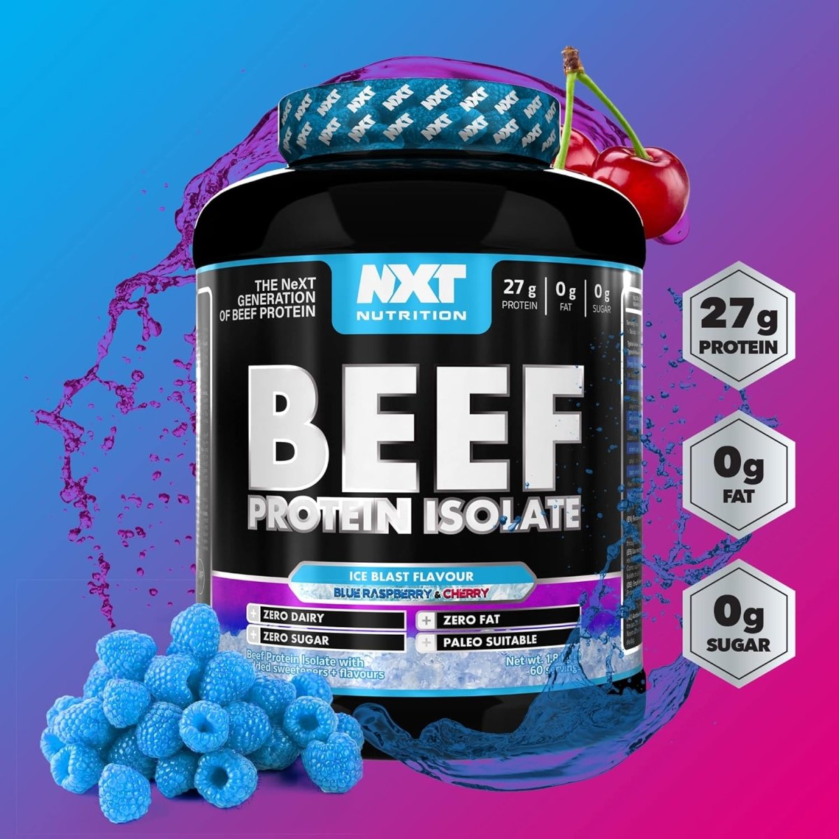 NXT Nutrition Beef Protein Isolate – Ice Blast – 1.8 kg – Dairy‑Free High Protein Powder - END Nutrition