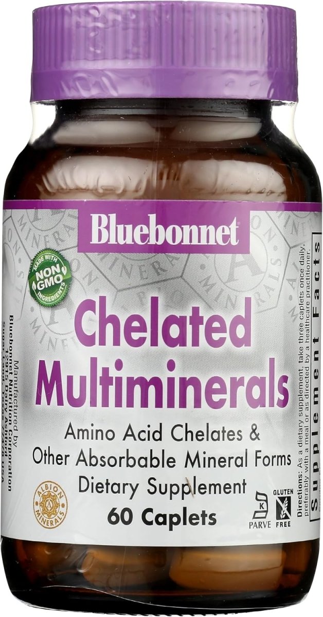 Bluebonnet Chelated Multiminerals – High Potency – 60 Caplets – Albion Chelated Minerals for Bone, Energy & Wellness - END Nutrition