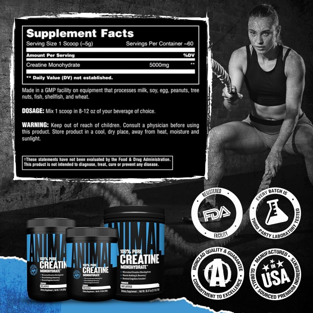 Animal Creatine Monohydrate Powder – Micronized for Muscle Recovery, Cellular Energy & Daily Wellness – Unflavored 300 g - END Nutrition