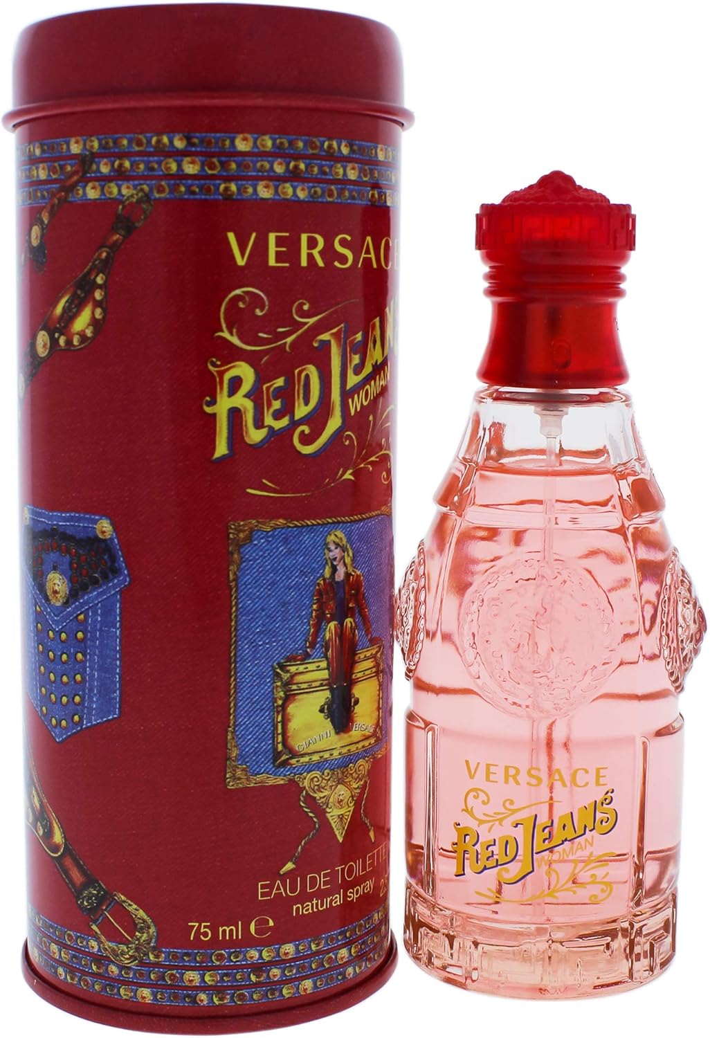 Versace Red Jeans Woman Eau de Toilette – Playful Floral Fruity Scent – 75ml