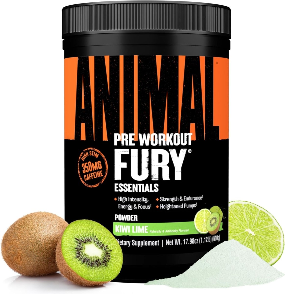 Universal Nutrition Animal Fury – Pre‑Workout Energy & Strength Formula – Citrulline, Beta‑Alanine, Caffeine – Kiwi Lime Powder – 510 g - END General Trading