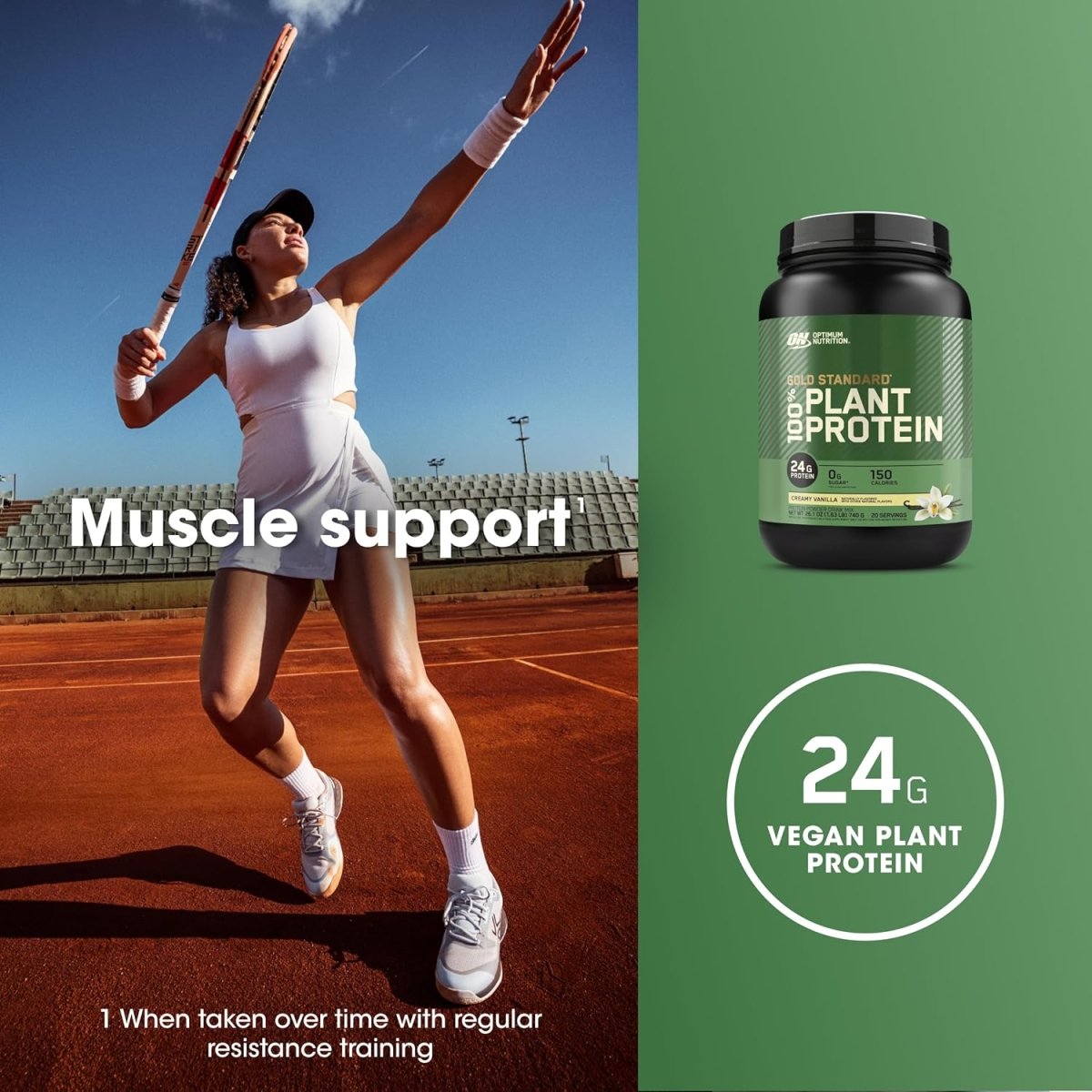 Optimum Nutrition Gold Standard 100% Plant – Vegan Protein Powder for Muscle Support & Recovery – Creamy Vanilla, 1.63 lbs - END Nutrition