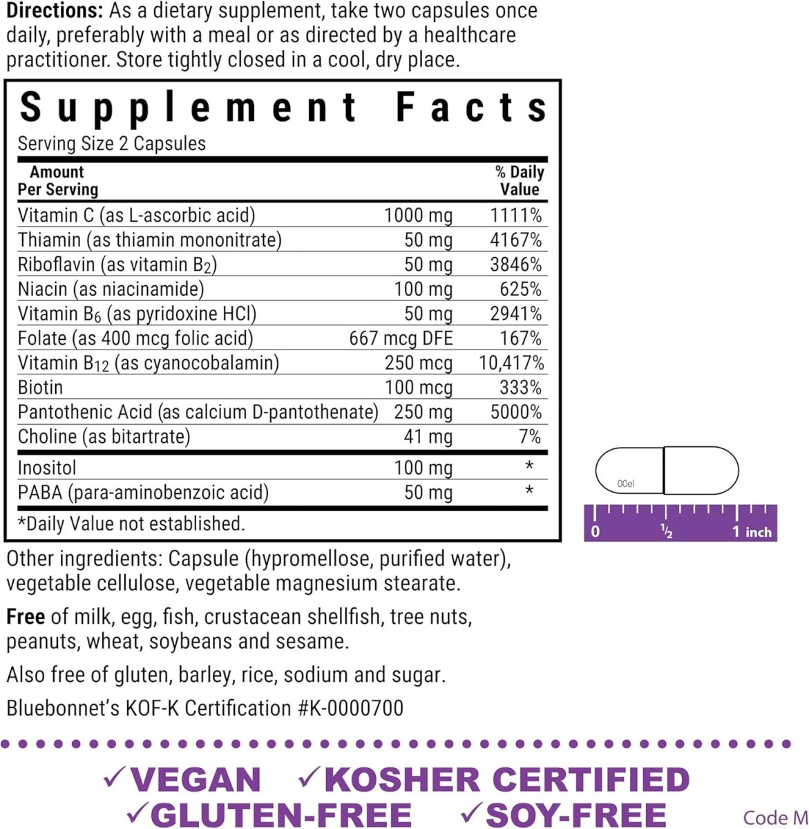 Bluebonnet Stress B‑Complex – 50 Vegetable Capsules – Energy & Daily Fatigue Support - END Nutrition