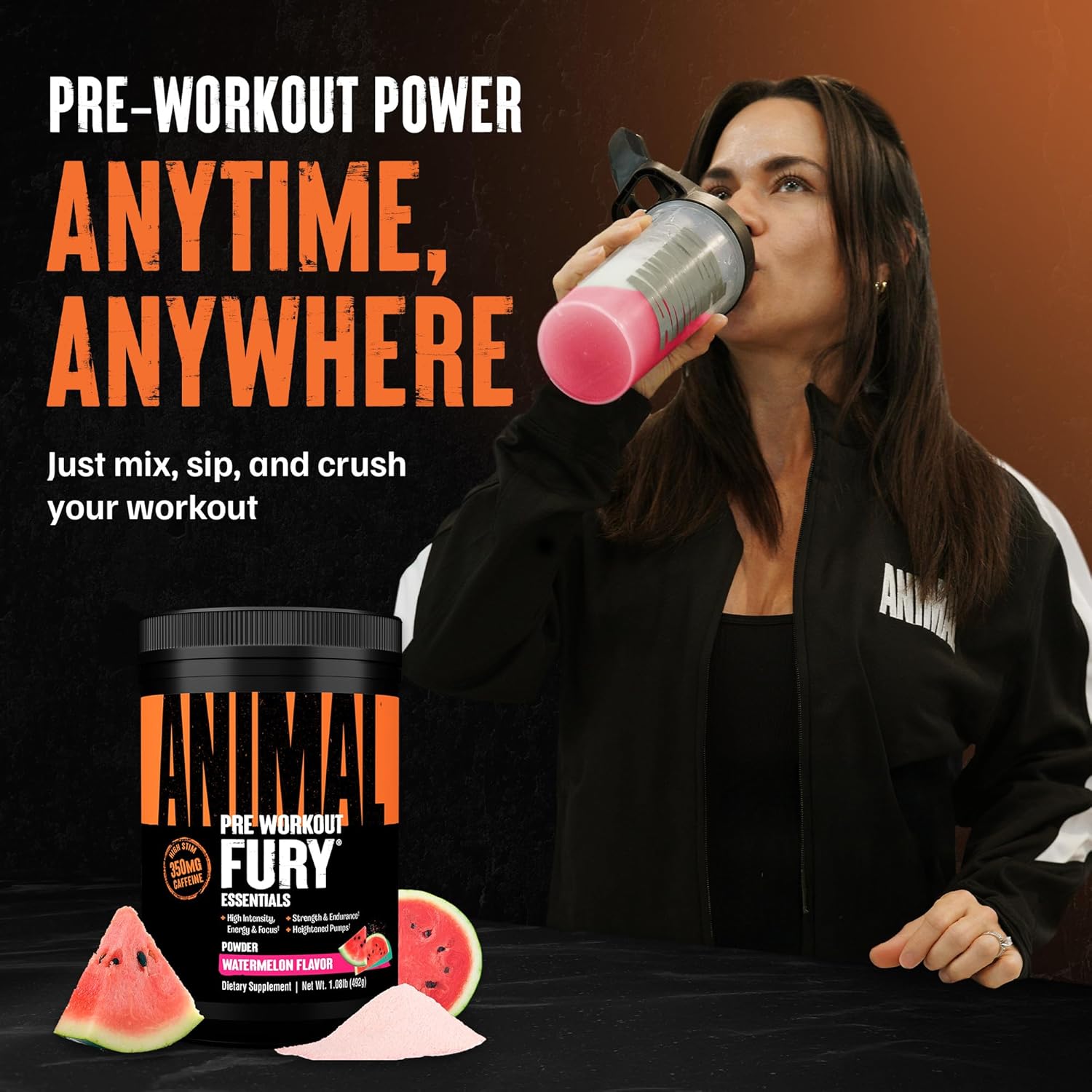 Universal Nutrition Animal Fury – Pre‑Workout Energy & Strength Formula – Citrulline, Beta‑Alanine, Caffeine – Watermelon Powder – 492 g