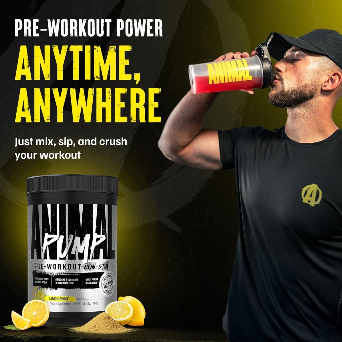 Universal Nutrition Animal Pump – Pre‑Workout Pump & Energy Formula – Citrulline, Creatine, Stims – Lemon Surge Powder – 442 g - END General Trading