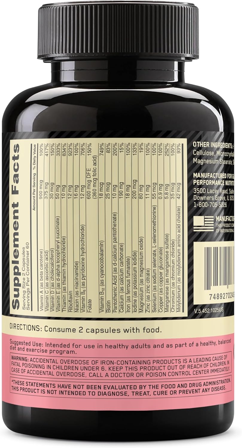 Optimum Nutrition Opti‑Women Multivitamin – 120 Capsules Unflavored – Women’s Daily Formula with Vitamin C, Zinc, Vitamin D & Iron for Energy, Immunity & Wellness