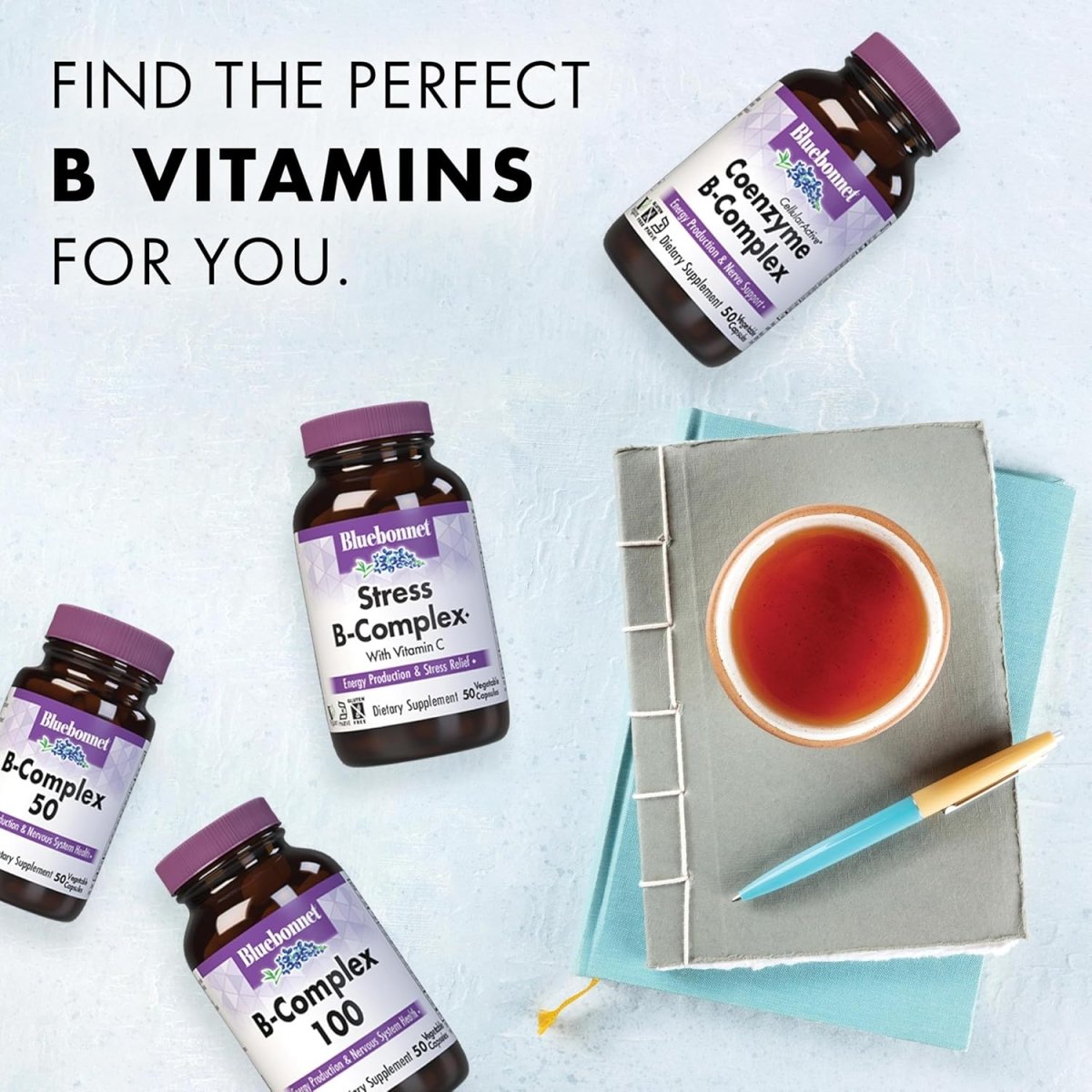Bluebonnet B‑Complex – 100 Vegetable Capsules – Full Spectrum B Vitamins for Energy & Nervous System Support - END Nutrition