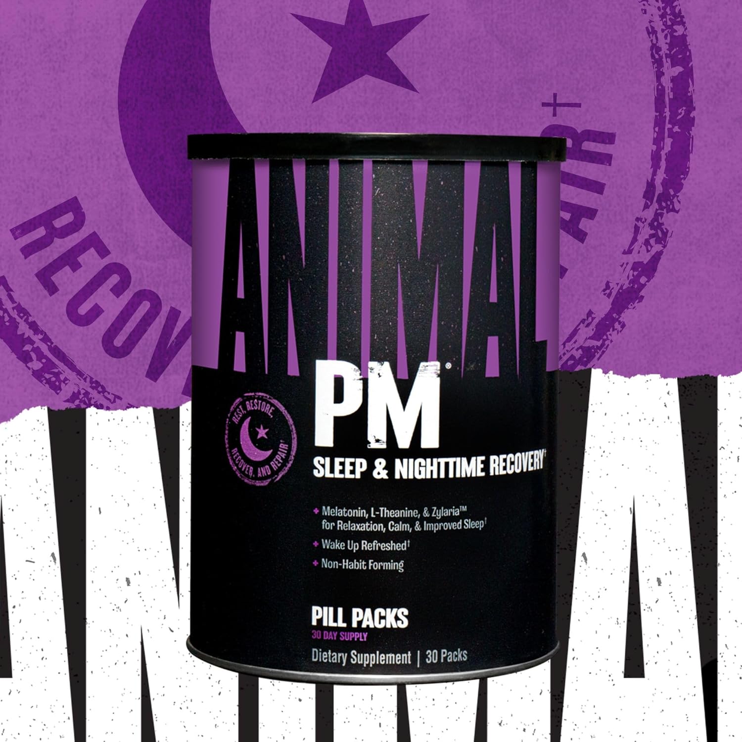 Animal PM Sleep & Night‑Time Recovery – Multivitamin & Amino Complex – With Magnesium, Zinc, Adaptogens & Herbal Extracts – Deep Sleep, Muscle Recovery & Immune Support – 30 Packs