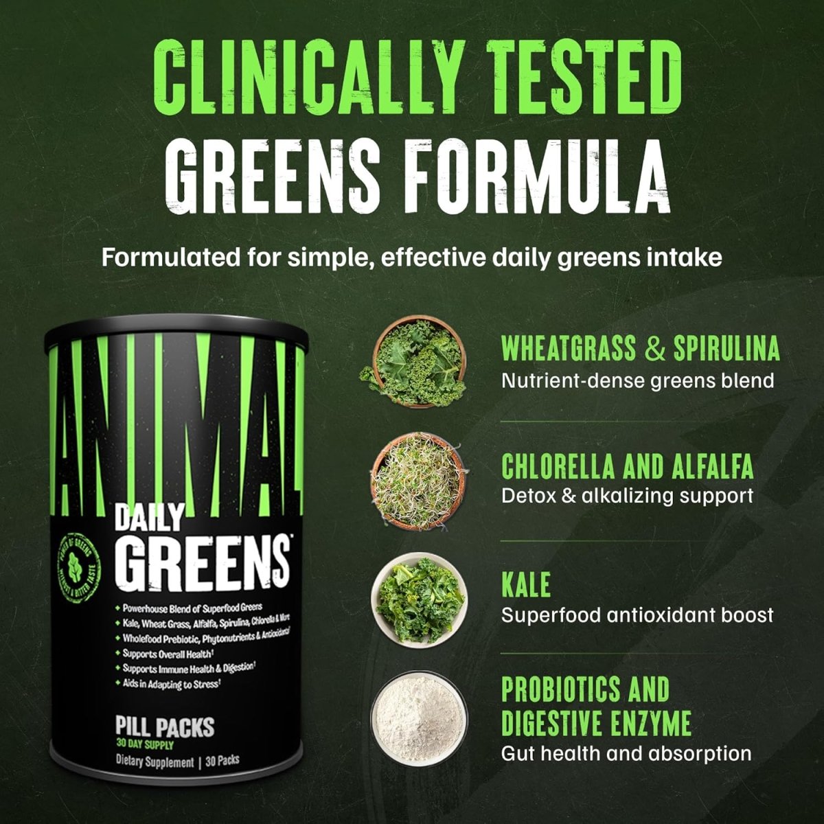 Universal Nutrition Animal Daily Greens – Superfood & Antioxidant Blend – Immunity, Digestion & Wellness – 30 Packs - END General Trading