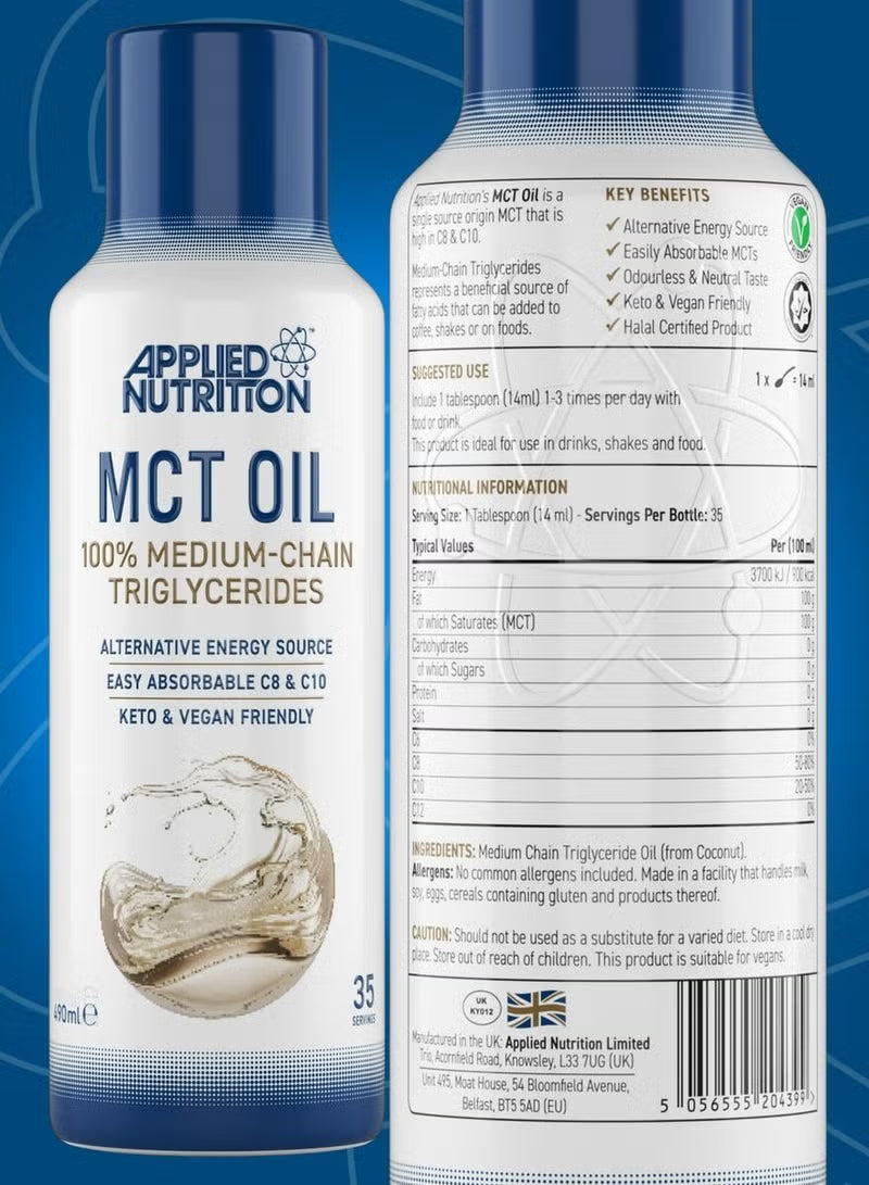 Applied Nutrition MCT Oil – 490 ml – Keto, Paleo & Low‑Carb Energy Source - END Nutrition