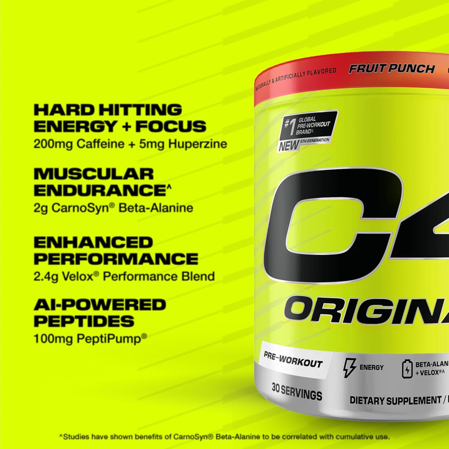 Cellucor C4 Original Pre‑Workout – Fruit Punch – 30 Servings – Explosive Energy & Endurance - END Nutrition