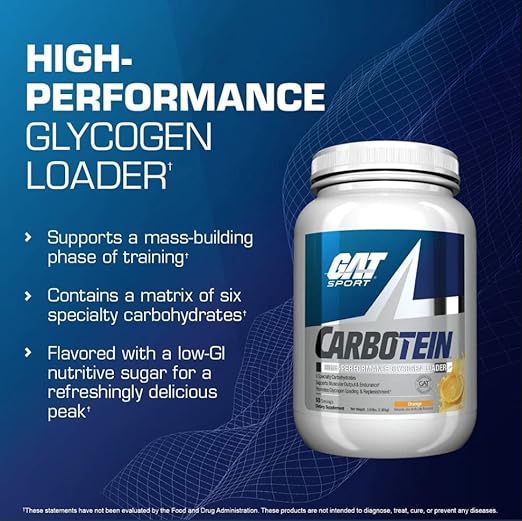 GAT Carbotein High Performance Glycogen Loader Orange 3.85 lbs Carbohydrate Powder Endurance Fuel - END Nutrition