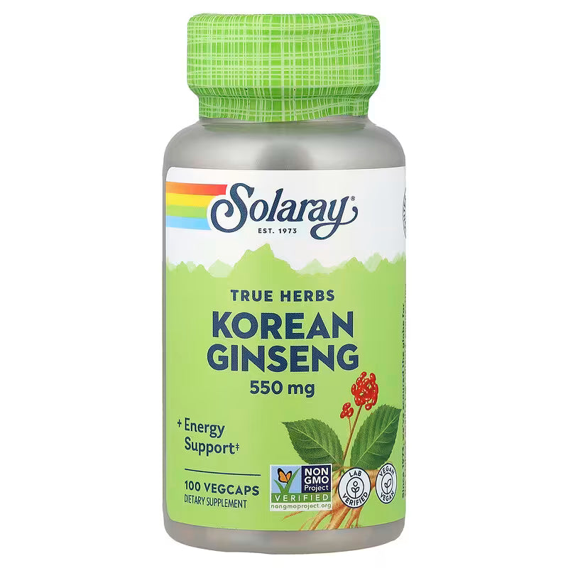 Solaray Korean Ginseng 550 mg – Energy, Vitality, Circulation & Stress Support – 50 Vegan Capsules