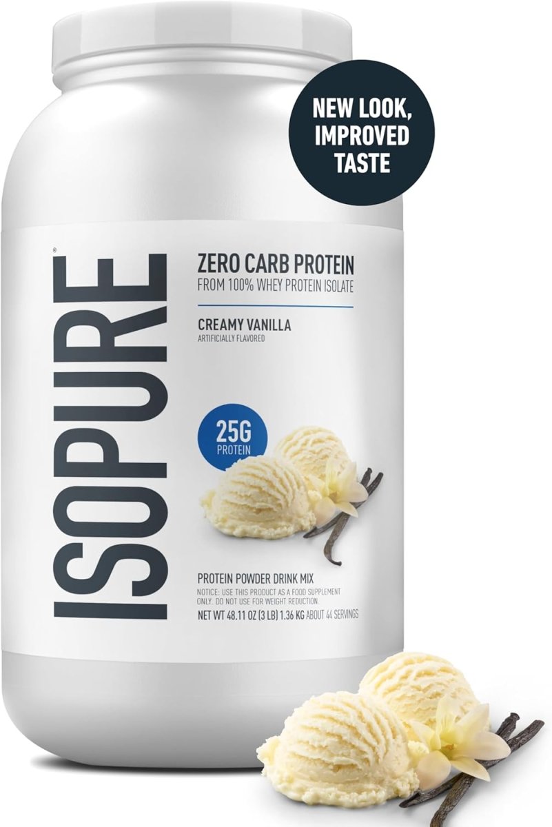 Isopure Zero Carb Whey Protein Isolate Powder – Creamy Vanilla, 3 lbs, 25g Protein, Keto Friendly, Gluten Free, Lactose Free - Endnutrition.com