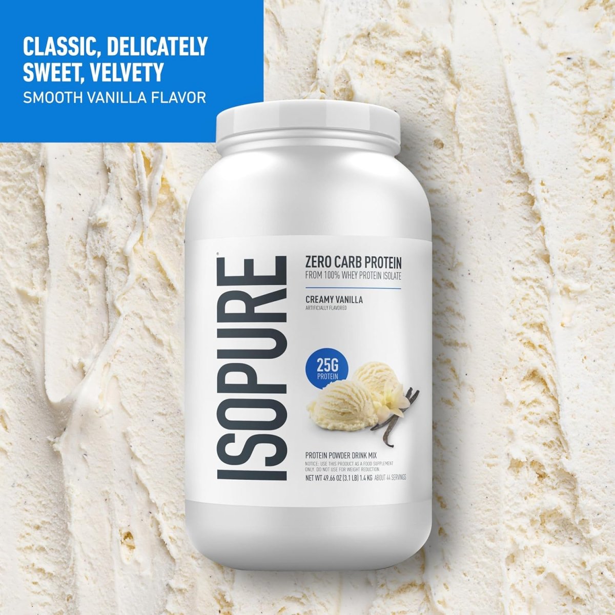 Isopure Zero Carb Whey Protein Isolate Powder – Creamy Vanilla, 3 lbs, 25g Protein, Keto Friendly, Gluten Free, Lactose Free - Endnutrition.com