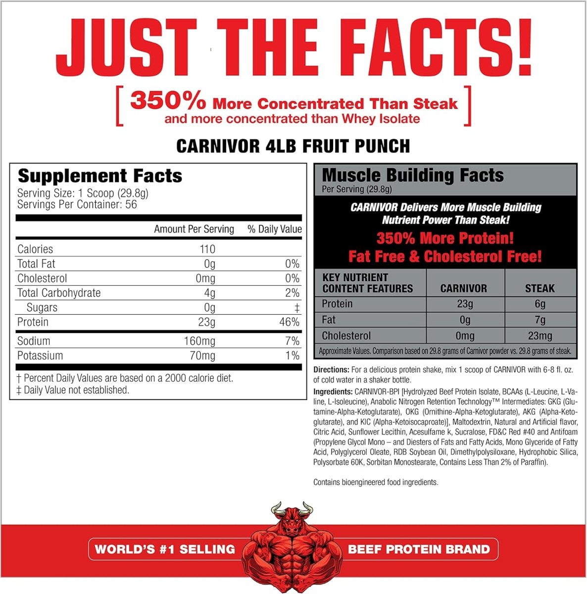 MuscleMeds Carnivor Beef Protein Isolate Powder – Fruit Punch High - Protein Muscle Builder - END Nutrition