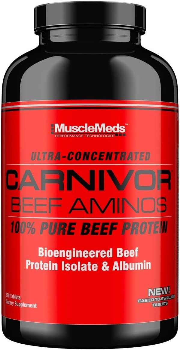 MuscleMeds Carnivor Beef Aminos Tablets – 300 Count | Ultra - Concentrated Beef Amino Acid Supplement with BCAAs, Creatine & Muscle Recovery Support - END Nutrition