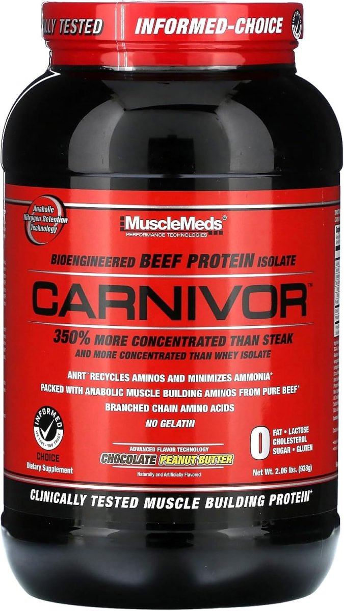 MuscleMeds Carnivor Beef Protein Isolate Powder Chocolate Peanut Butter – 28 Servings | High Protein Muscle Builder with BCAAs & Creatine - END Nutrition