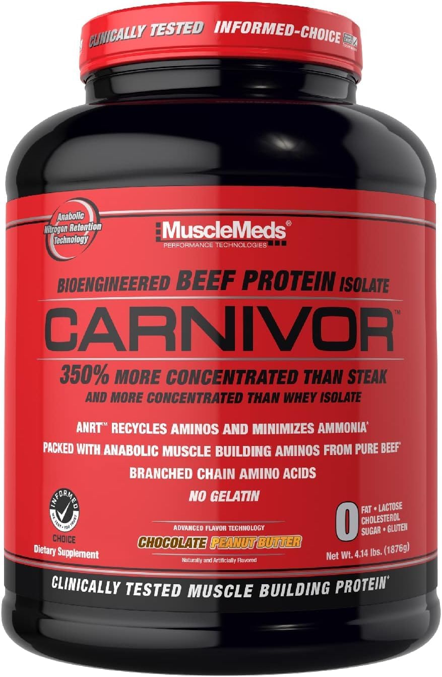 MuscleMeds Carnivor Beef Protein Isolate Powder Chocolate Peanut Butter 4lb – High Protein Muscle Builder, BCAAs & Creatine Support, 56 Servings - END Nutrition