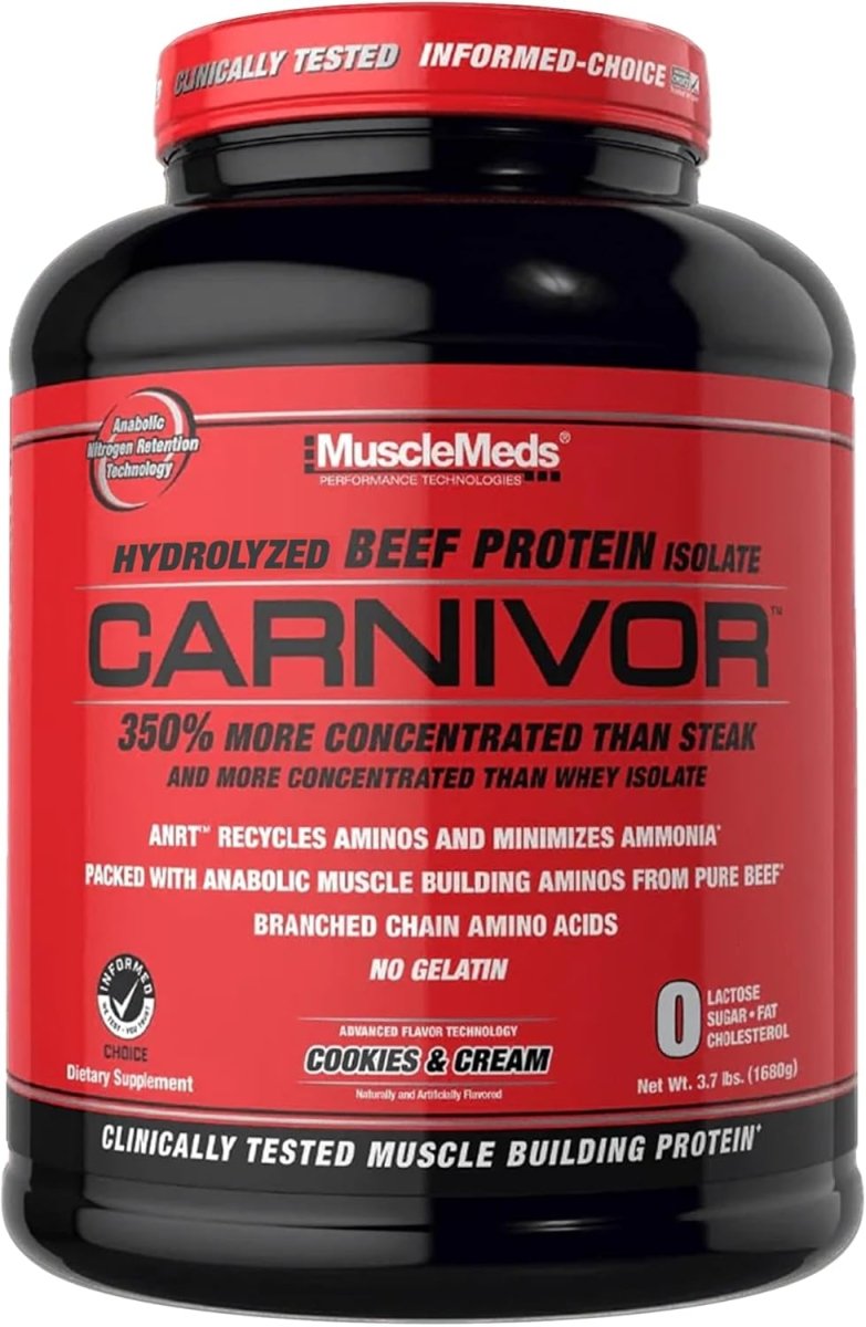MuscleMeds Carnivor Beef Protein Isolate Cookies & Cream 4lb – 23g Protein, Lactose - Free, Sugar - Free Muscle Builder, 56 Servings - END Nutrition