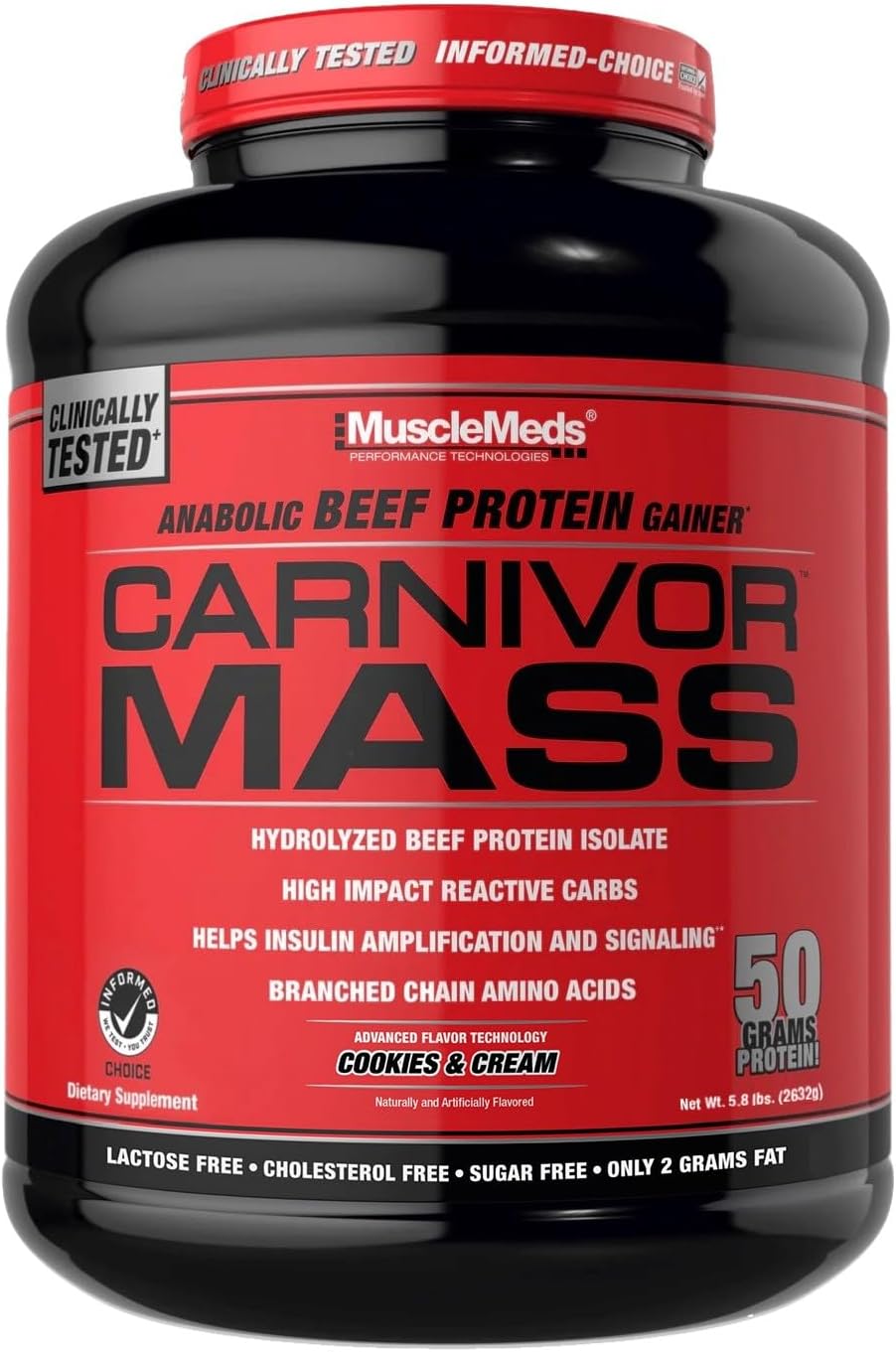 MuscleMeds Carnivor Mass Anabolic Beef Protein Gainer – Cookies & Cream 6 lbs - END Nutrition