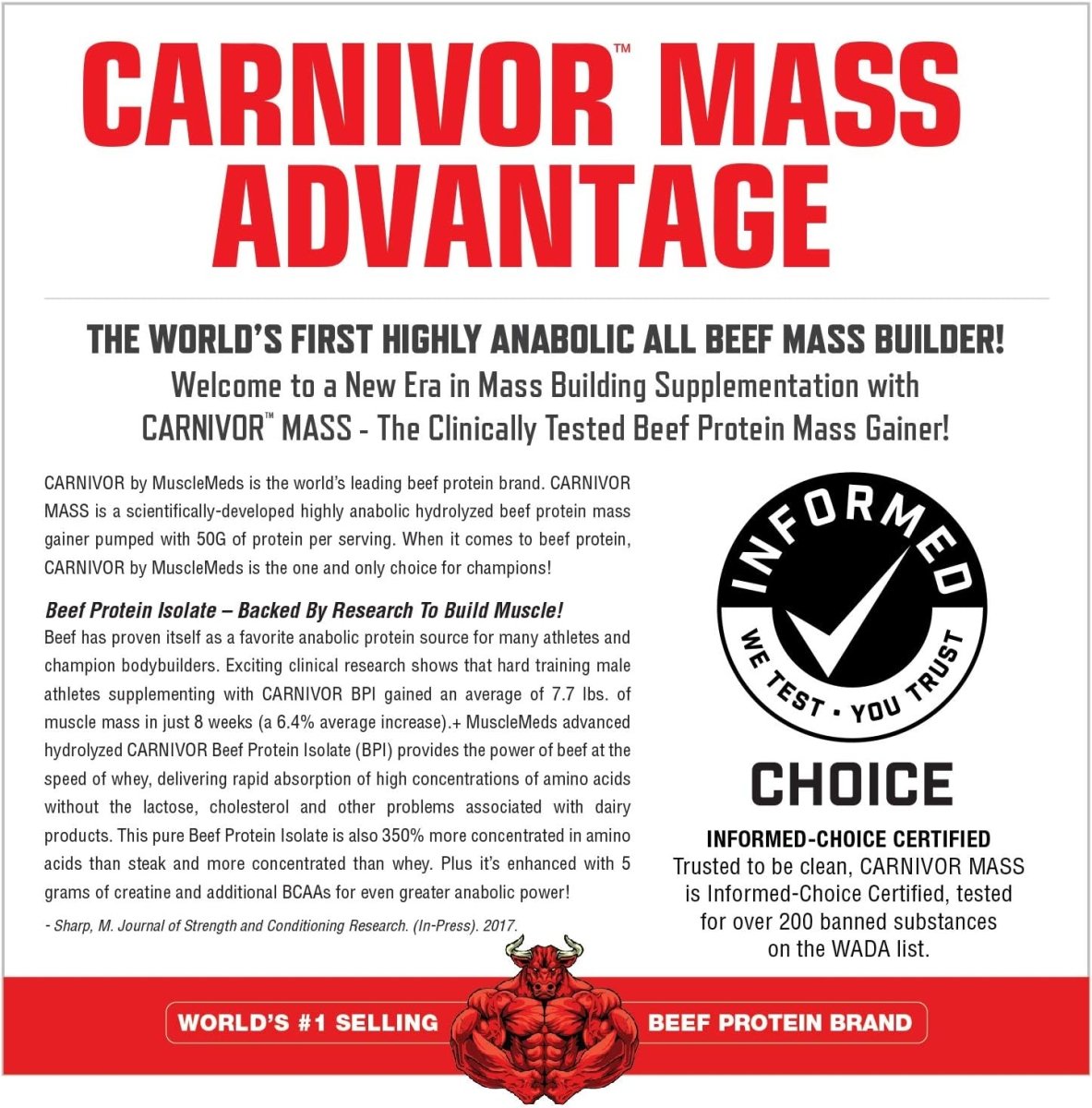 MuscleMeds Carnivor Mass Anabolic Beef Protein Gainer – Cookies & Cream 6 lbs - END Nutrition