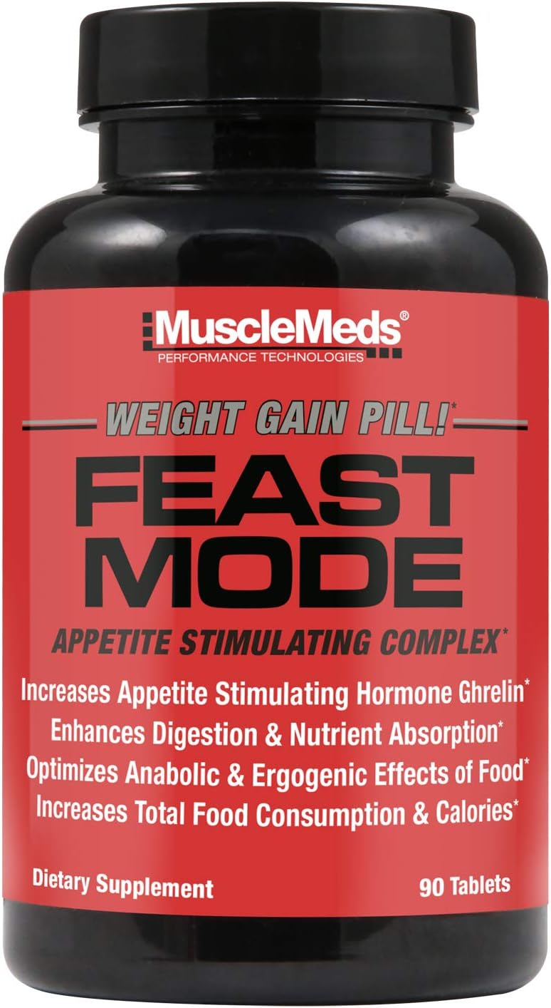MuscleMeds Feast Mode Appetite Stimulant Capsules – 90 Count | Weight Gain & Digestive Enzyme Support | Increases Hunger & Calorie Intake - END Nutrition