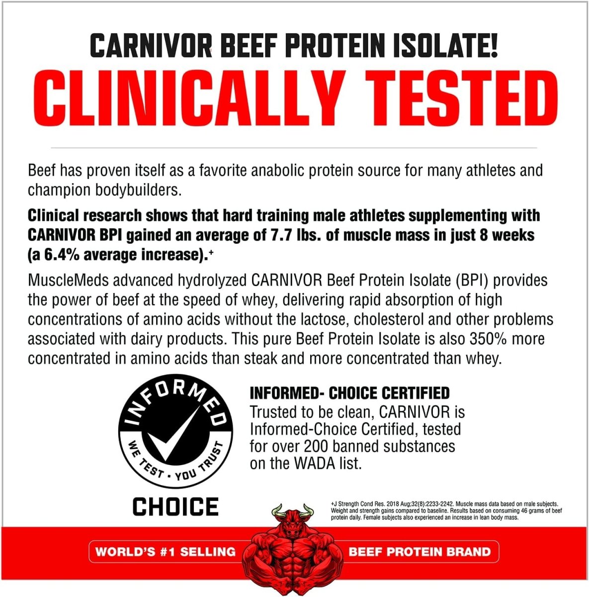 MuscleMeds Carnivor Beef Protein Isolate Powder Rocket Pop 56 Servings – 23g Protein, Lactose - Free, Sugar - Free, Fat - Free Muscle Builder & Recovery - END Nutrition