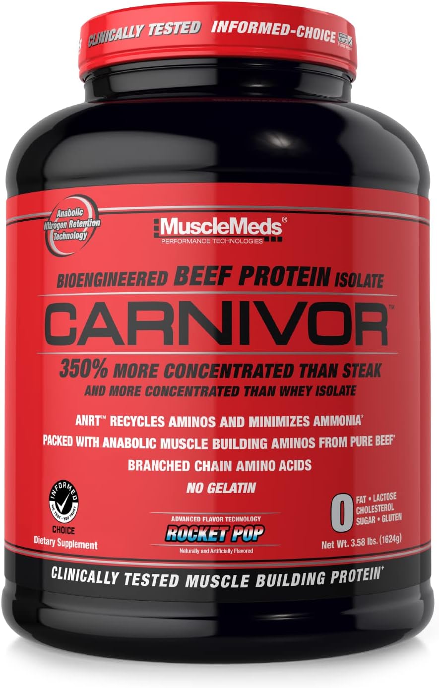 MuscleMeds Carnivor Beef Protein Isolate Powder Rocket Pop 56 Servings – 23g Protein, Lactose - Free, Sugar - Free, Fat - Free Muscle Builder & Recovery - END Nutrition