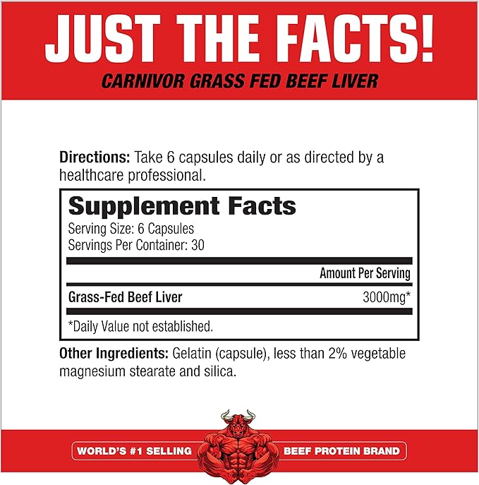 MuscleMeds Carnivor Beef Liver Capsules – Grass - Fed Energy, Immunity & Recovery Support (180 Capsules) - END Nutrition