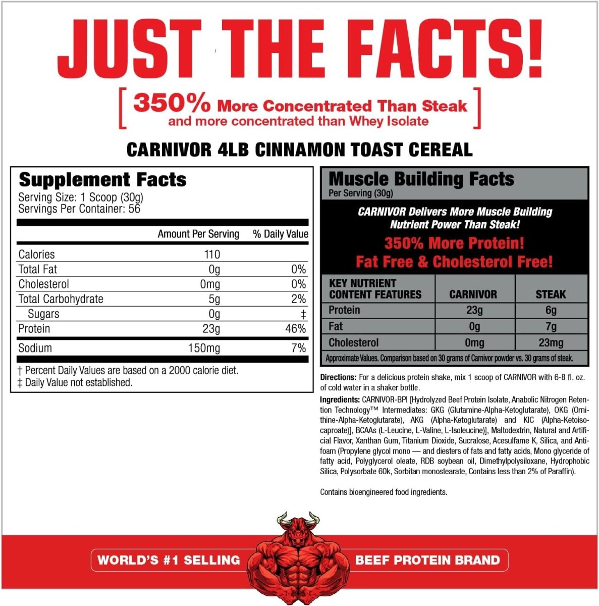MuscleMeds Carnivor Beef Protein Isolate Powder – High Protein Muscle Builder (Cinnamon Toast Cereal, 4 lb, 56 Servings) - END Nutrition