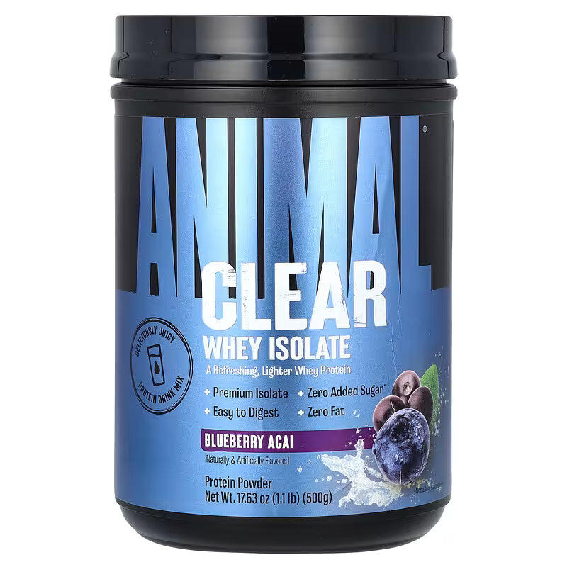 Universal Nutrition Animal Clear Whey Isolate – Fast‑Absorbing Protein for Recovery & Lean Muscle – Blueberry Acai Flavor – 500 g